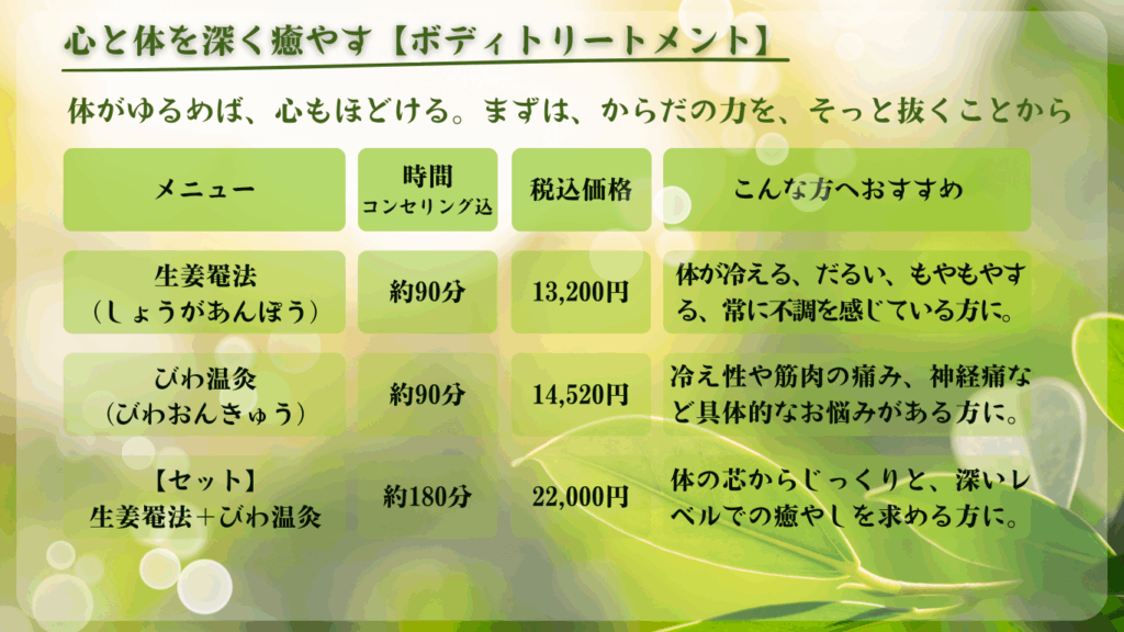 とよこや　メニュー